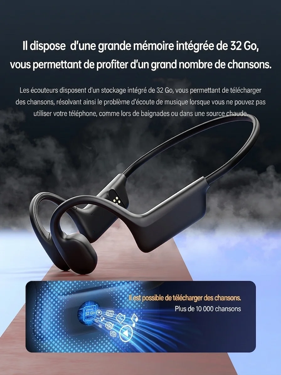 Écouteurs à conduction osseuse étanches pour la natation et le sport