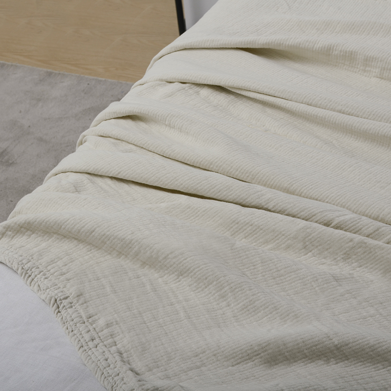 Thickened Lyocell Cotton Linen Blend Machine Washable Breathable Soft Throw Blanket