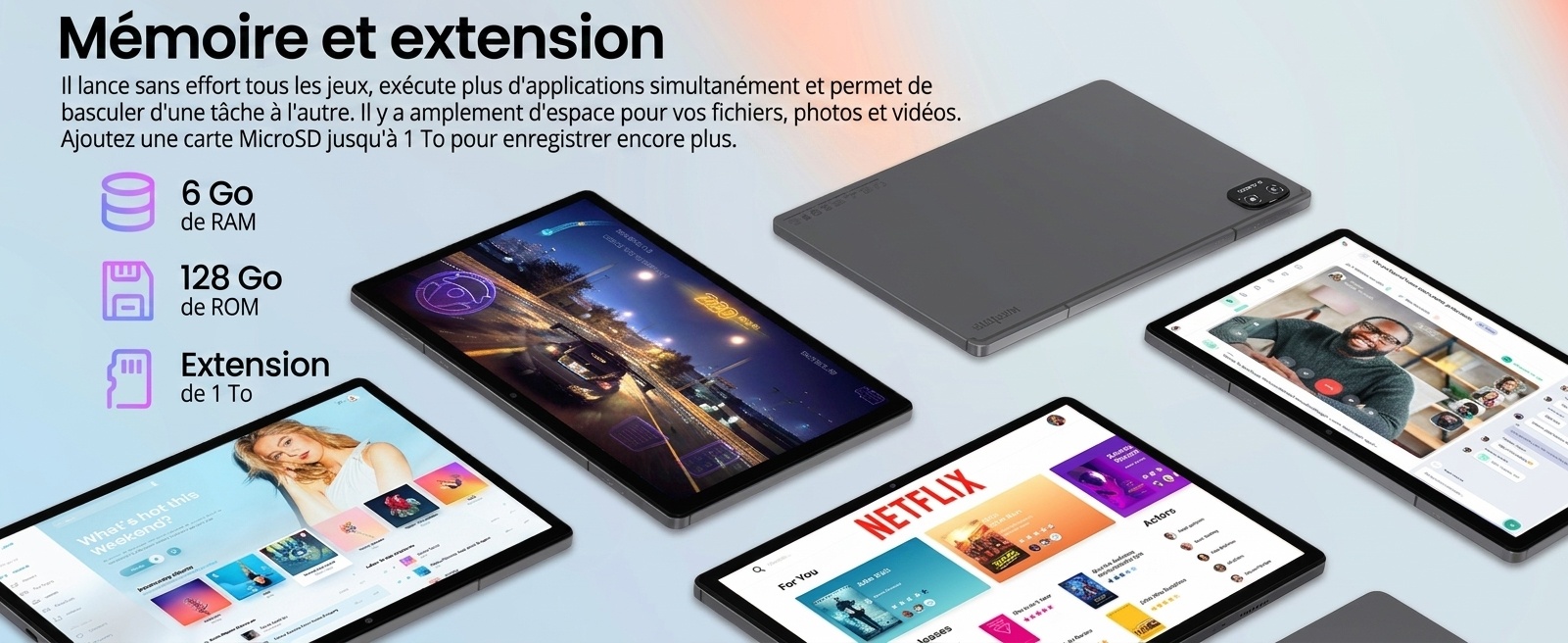 Tablette Kinstone 10,1" Android 12 8 Go + 256 Go Octa-Core