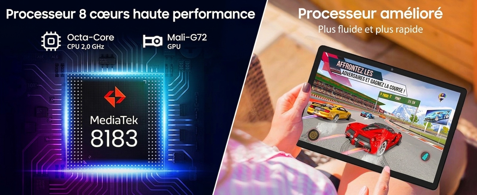 Tablette Kinstone 10,1" Android 12 8 Go + 256 Go Octa-Core