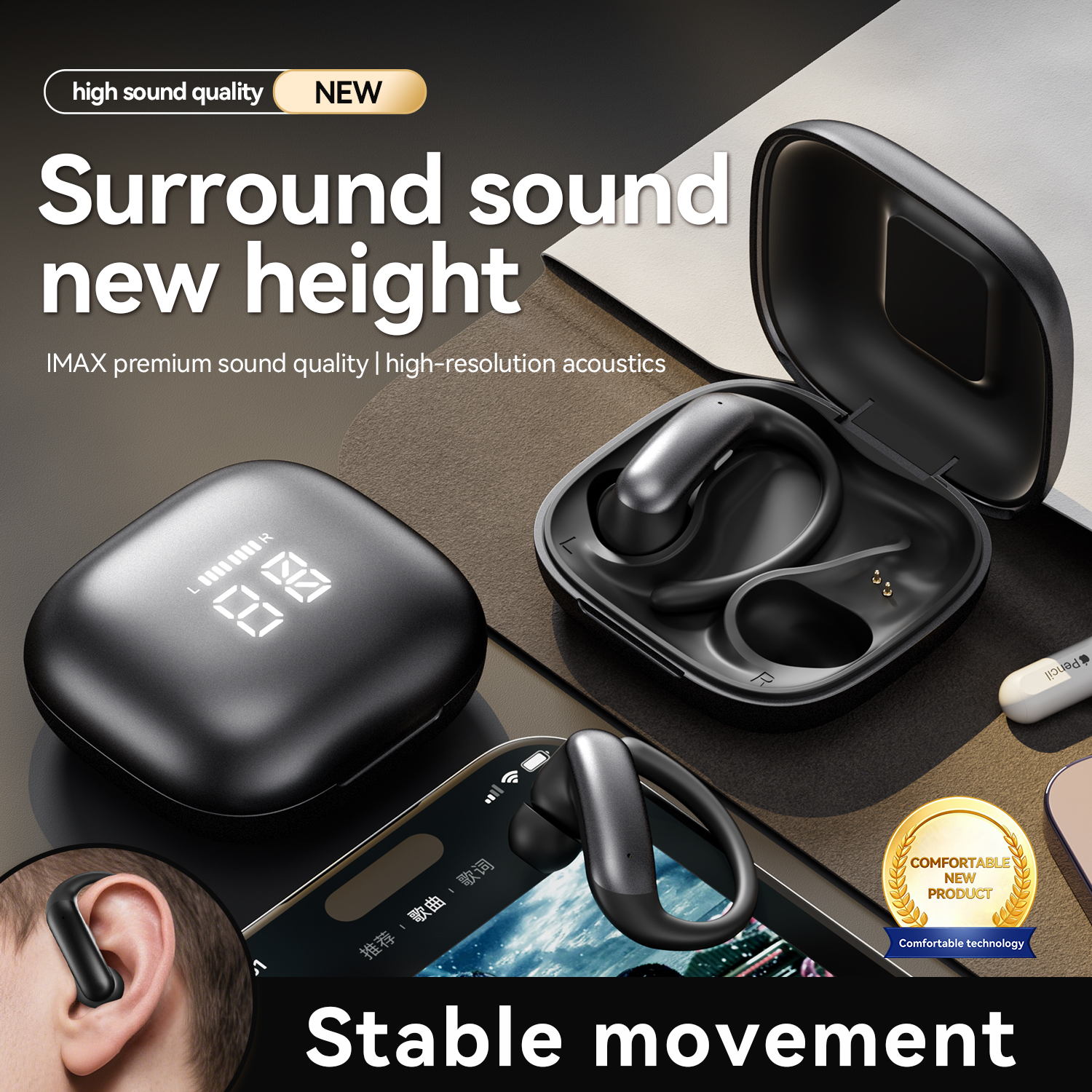 2-in-1 Wireless Earbuds with Built-in LED Makeup Mirror Case Model#M165