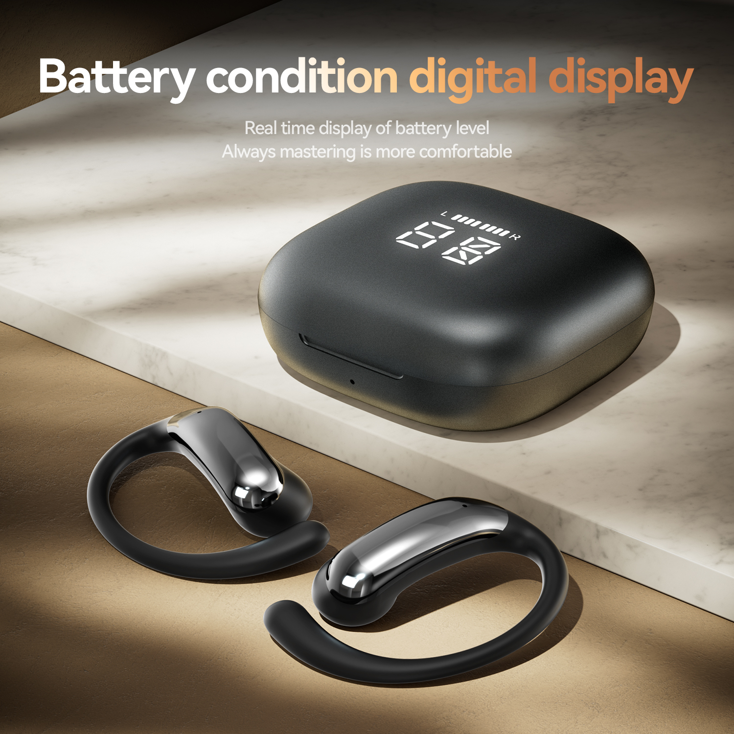 Open-Ear Wireless HiFi Earbuds with LED Charging Case Model#M142