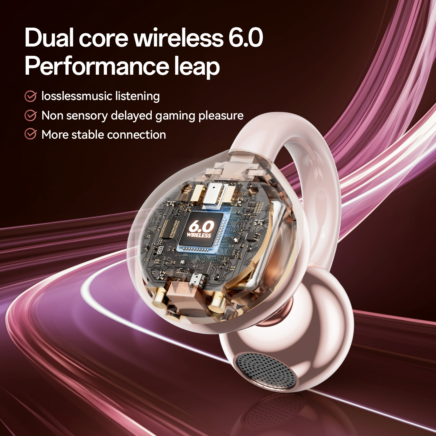 Open-Ear Wireless TWS Earbuds with Heart-Shaped Charging Case Model#M106