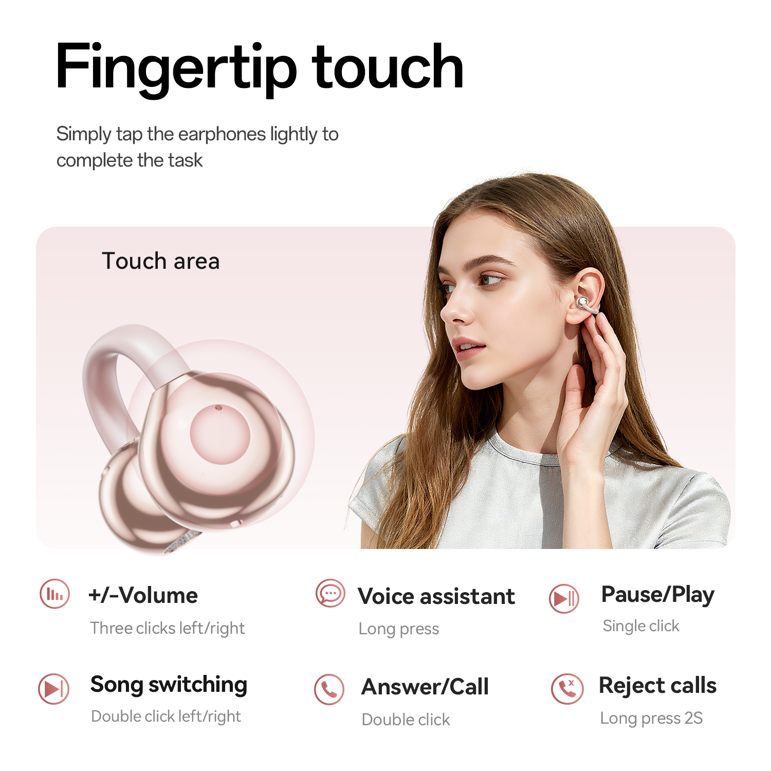 Open-Ear Wireless TWS Earbuds with Heart-Shaped Charging Case Model#M106