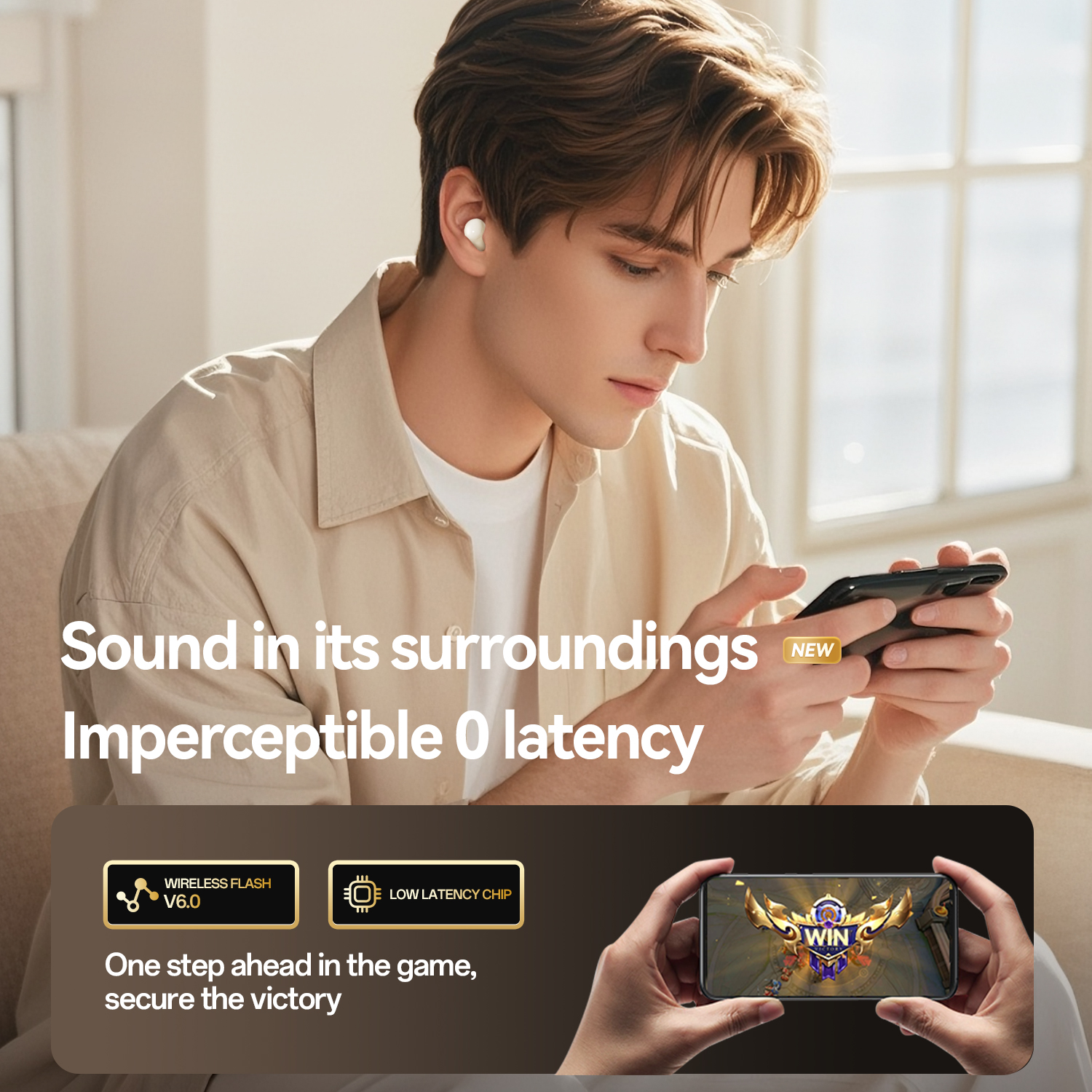V6.0 Hi-Fi Wireless Earbuds with LED Battery Display Model#M125