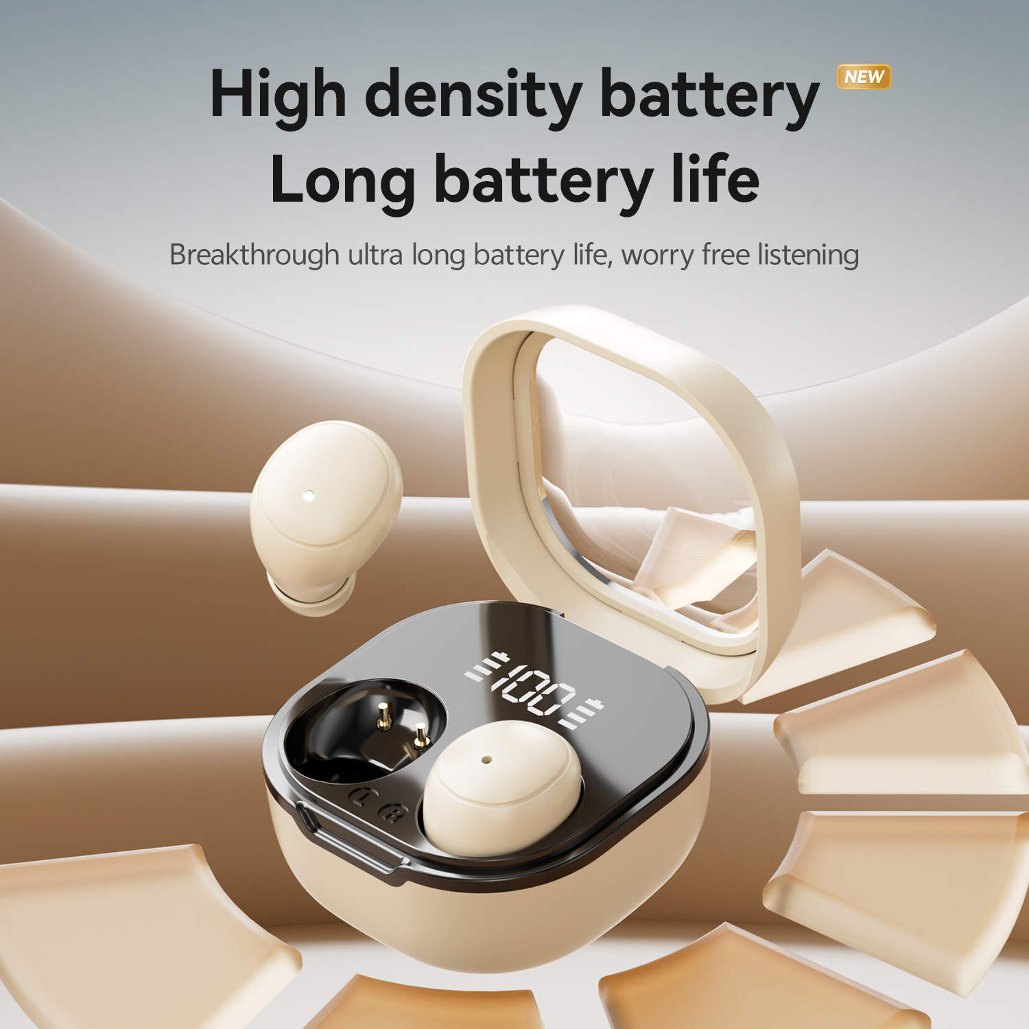 V6.0 Hi-Fi Wireless Earbuds with LED Battery Display Model#M125