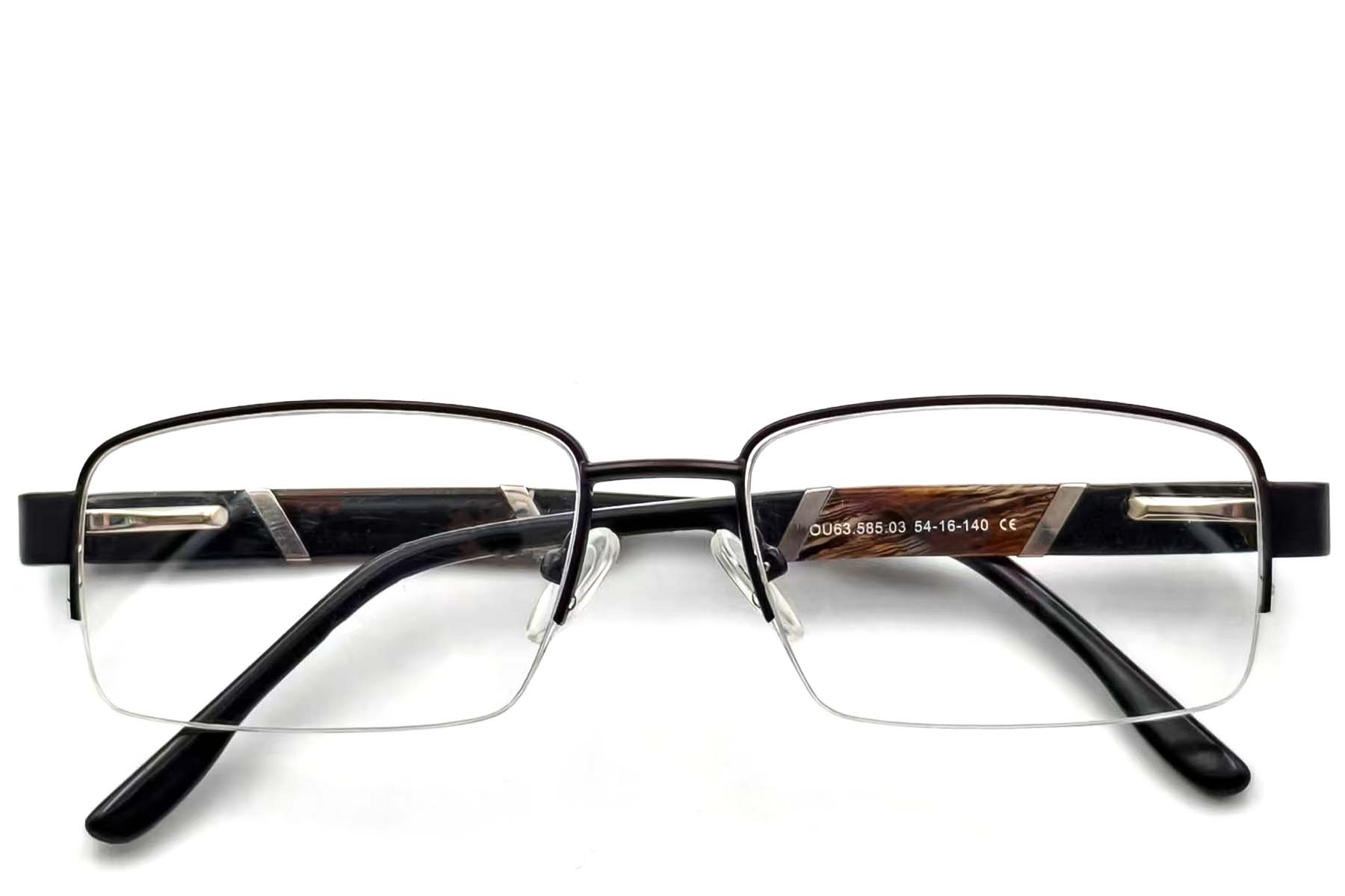 Semi-rimless Black Metal Glasses #BS2012-0440