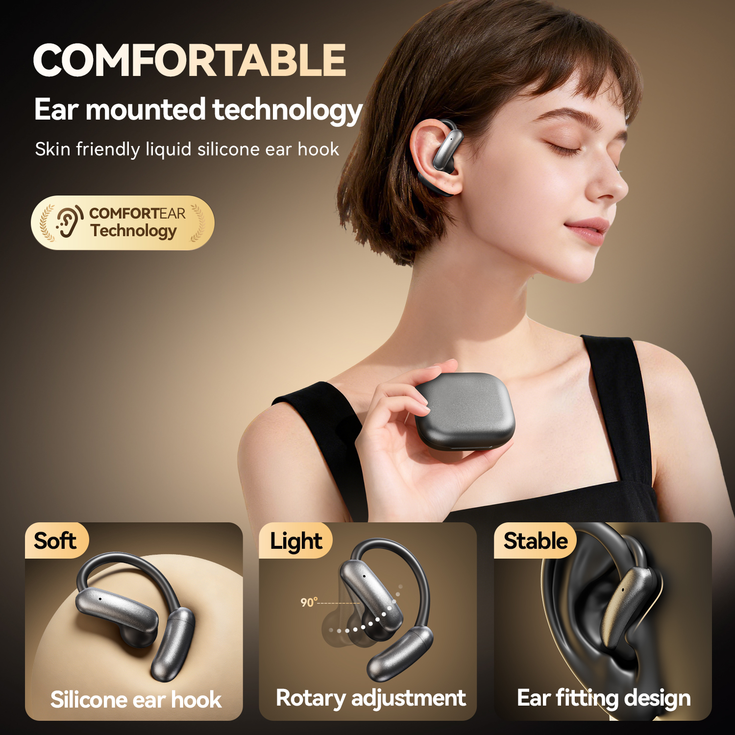 Auriculares inalámbricos Bluetooth de oído abierto con batería magnética Modelo n.° M143