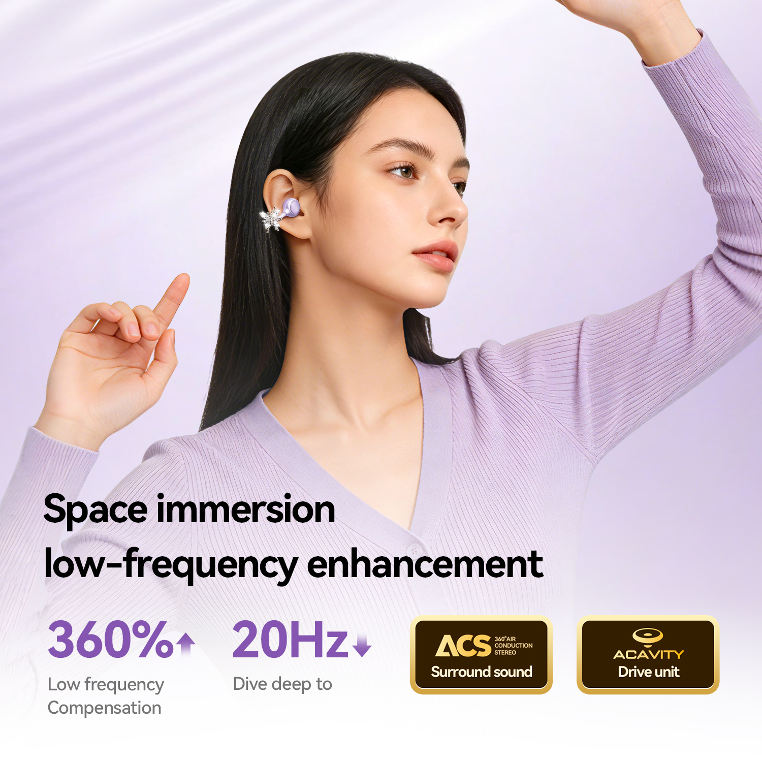 Butterfly Ear Clip TWS Wireless Earbuds with Mirror Case Model#M183