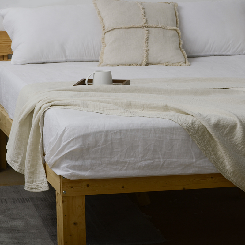 Thickened Lyocell Cotton Linen Blend Machine Washable Breathable Soft Throw Blanket