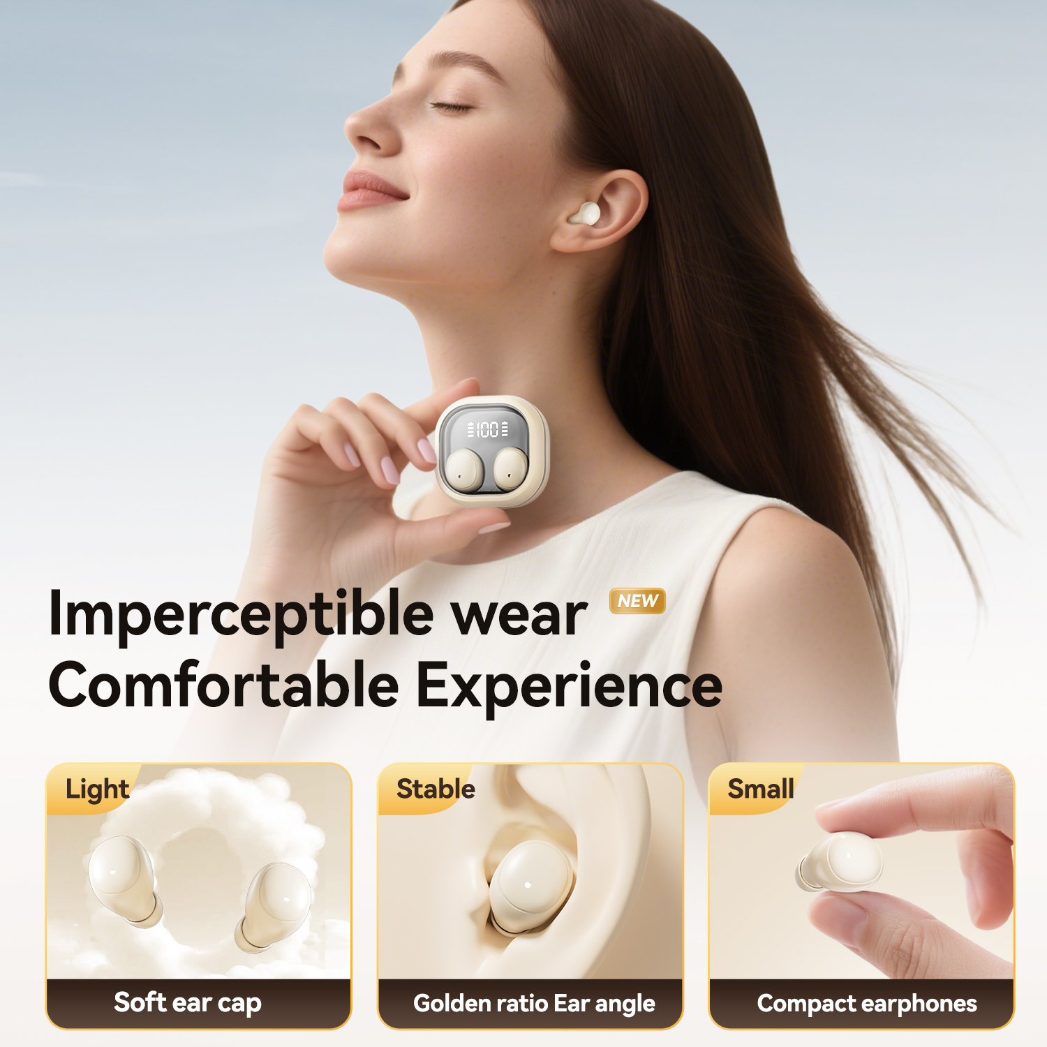 V6.0 Hi-Fi Wireless Earbuds with LED Battery Display Model#M125