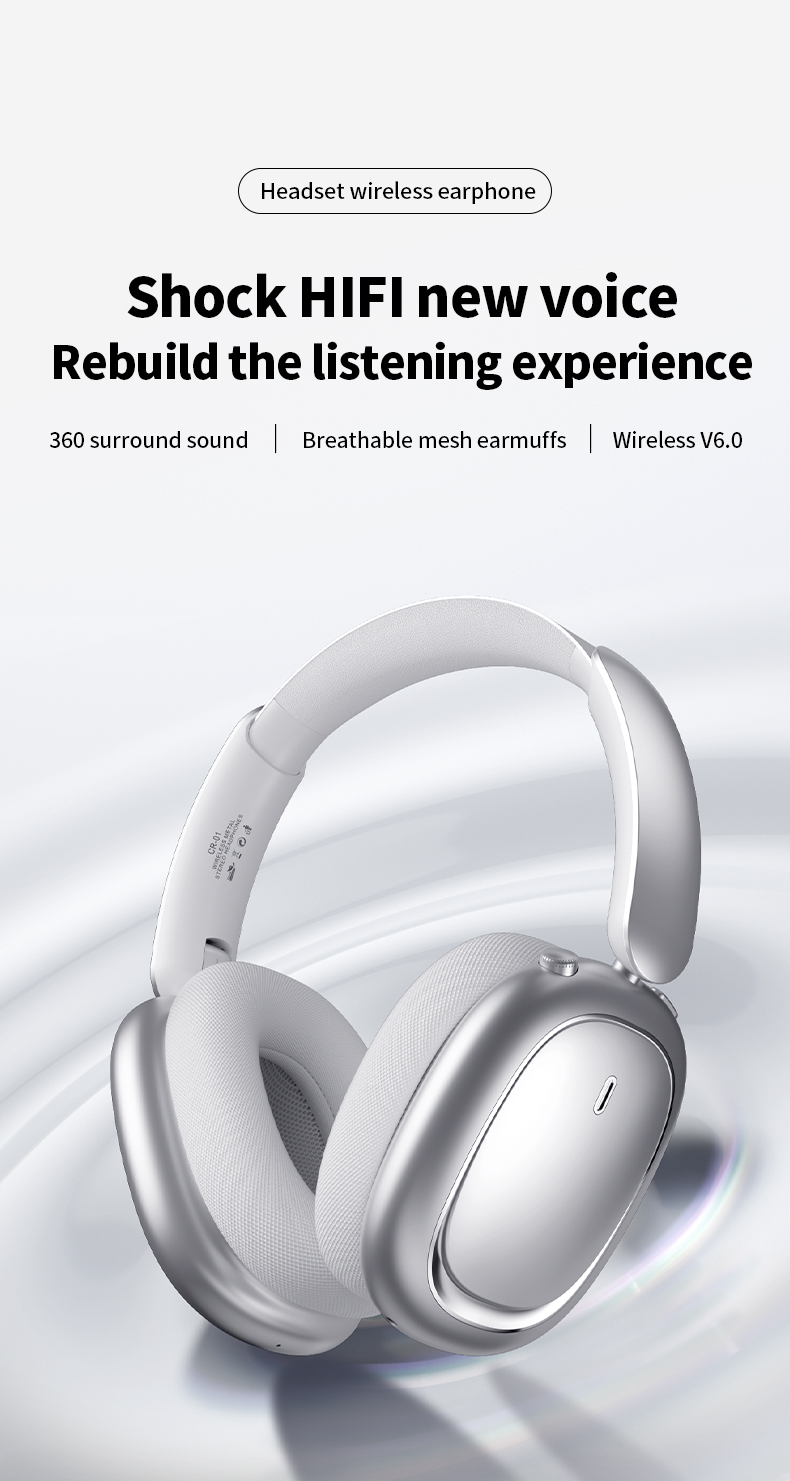 CR-01 Wireless Bluetooth Headphones HiFi Audio ANC 40mm Drivers