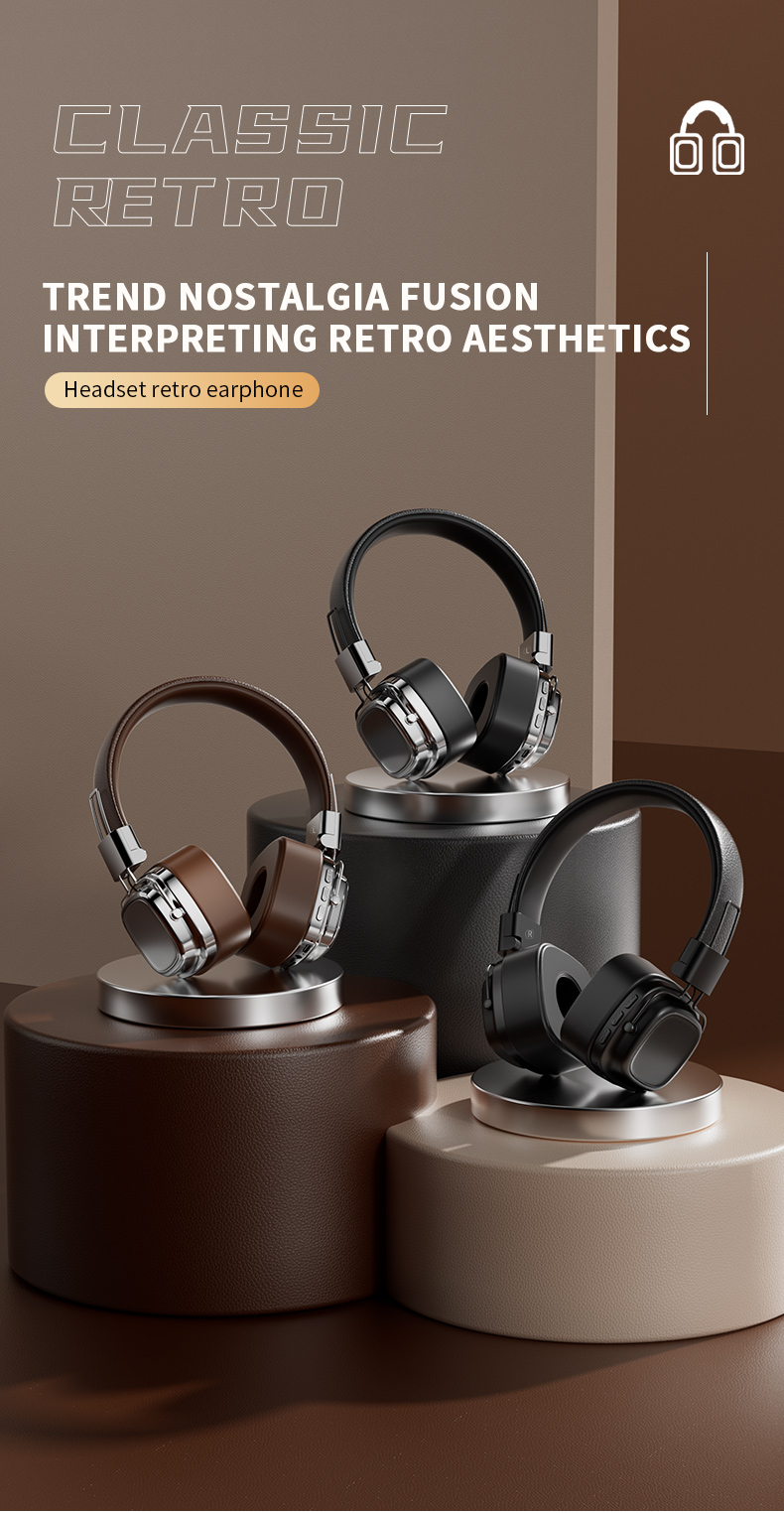 Retro Wireless Headphones with 40mm Drivers & BT 5.3
