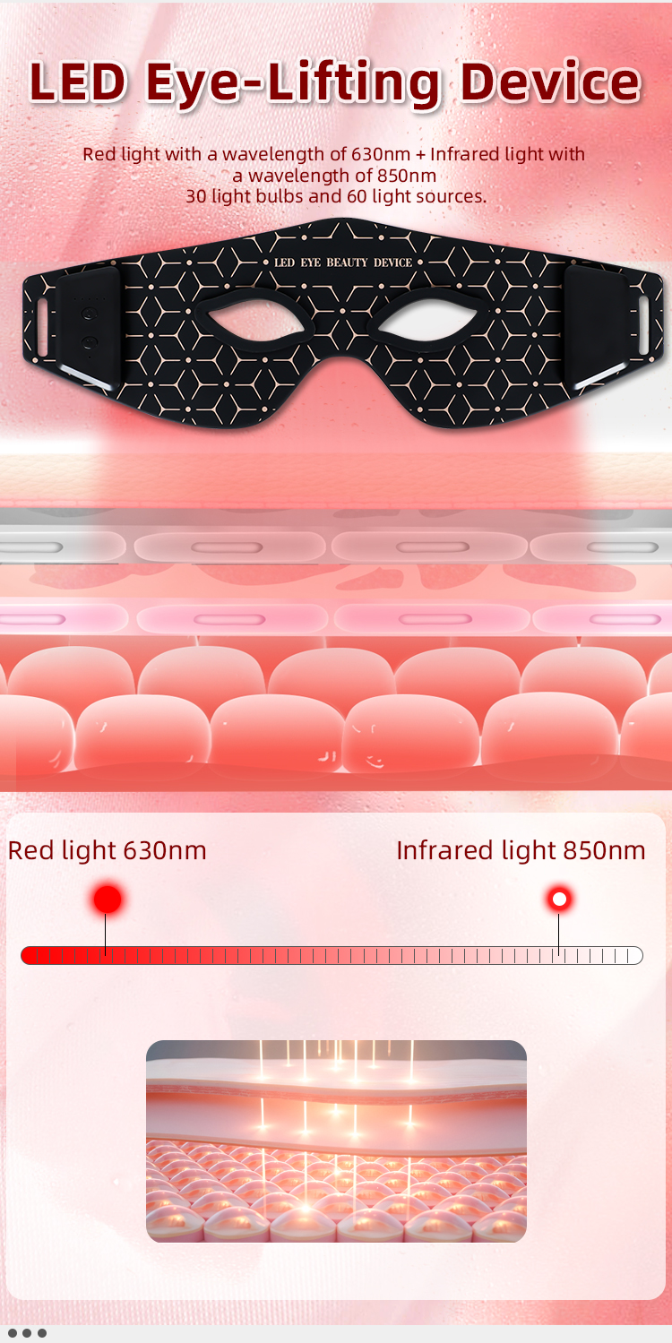 Maschera per gli occhi a luce rossa LED per terapia | Dispositivo di bellezza anti-età