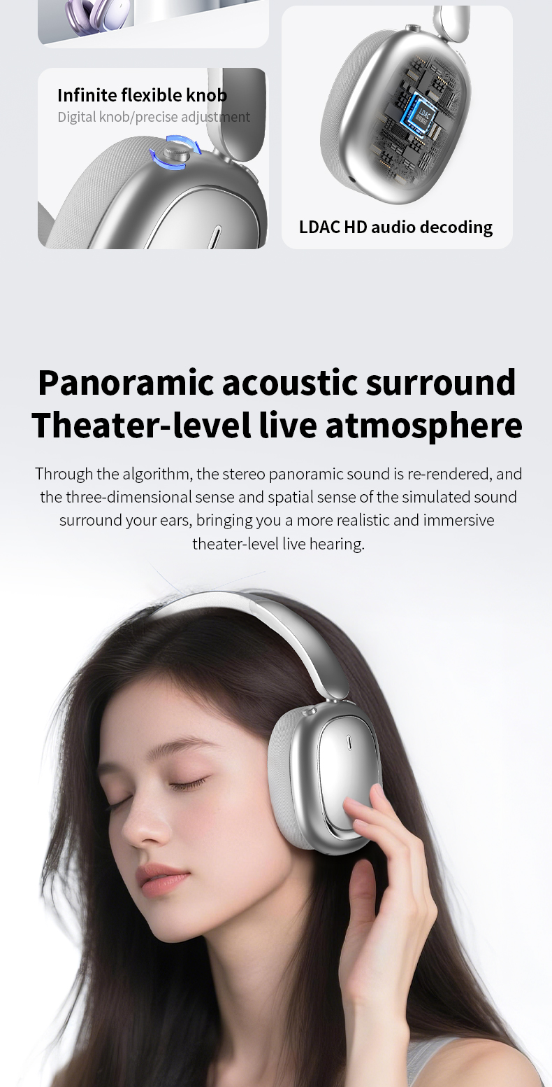 CR-01 Wireless Bluetooth Headphones HiFi Audio ANC 40mm Drivers