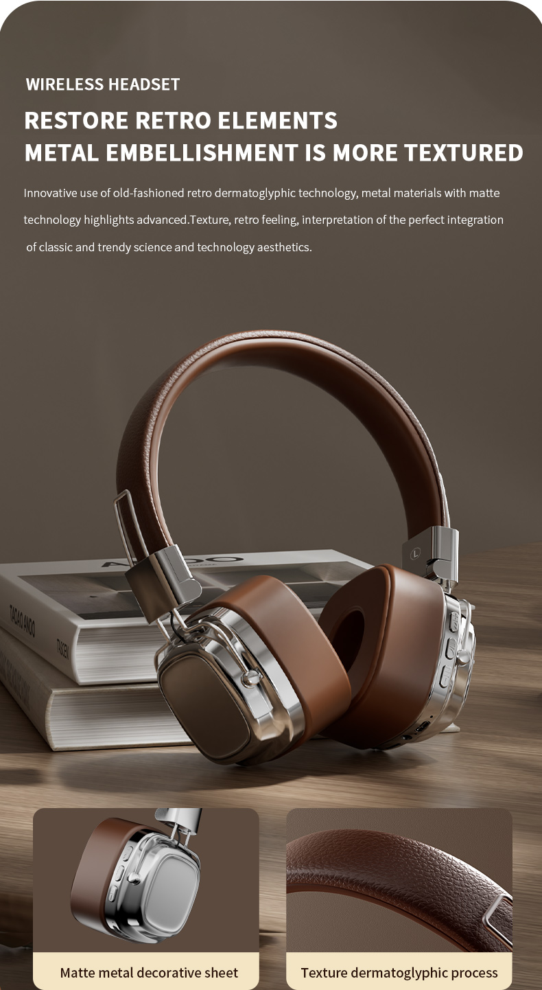 Retro Wireless Headphones with 40mm Drivers & BT 5.3