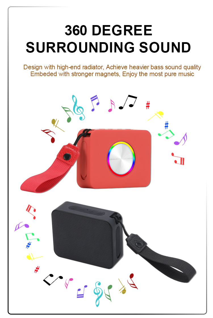 Portable Bluetooth Speaker with RGB Light & IPX5 Waterproof