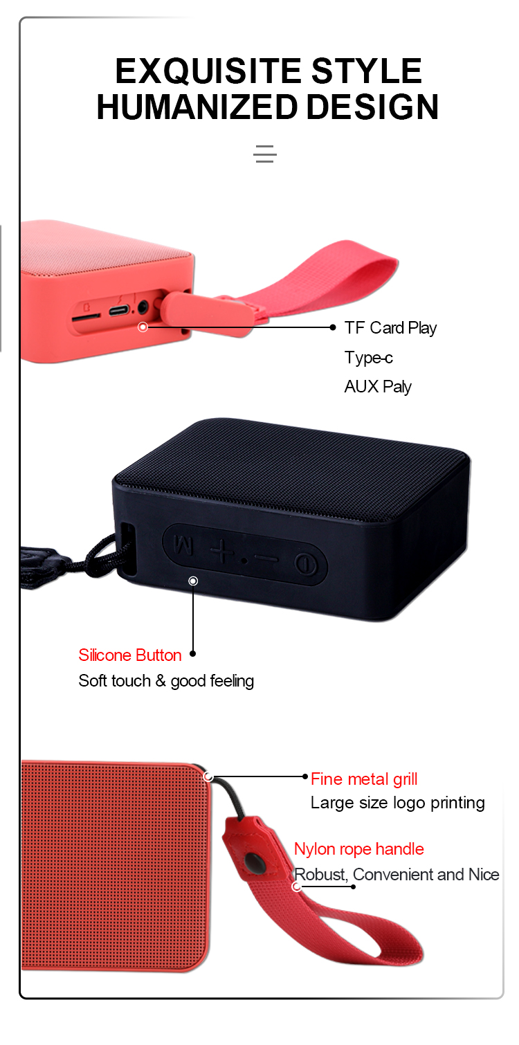 Portable Bluetooth Speaker with RGB Light & IPX5 Waterproof