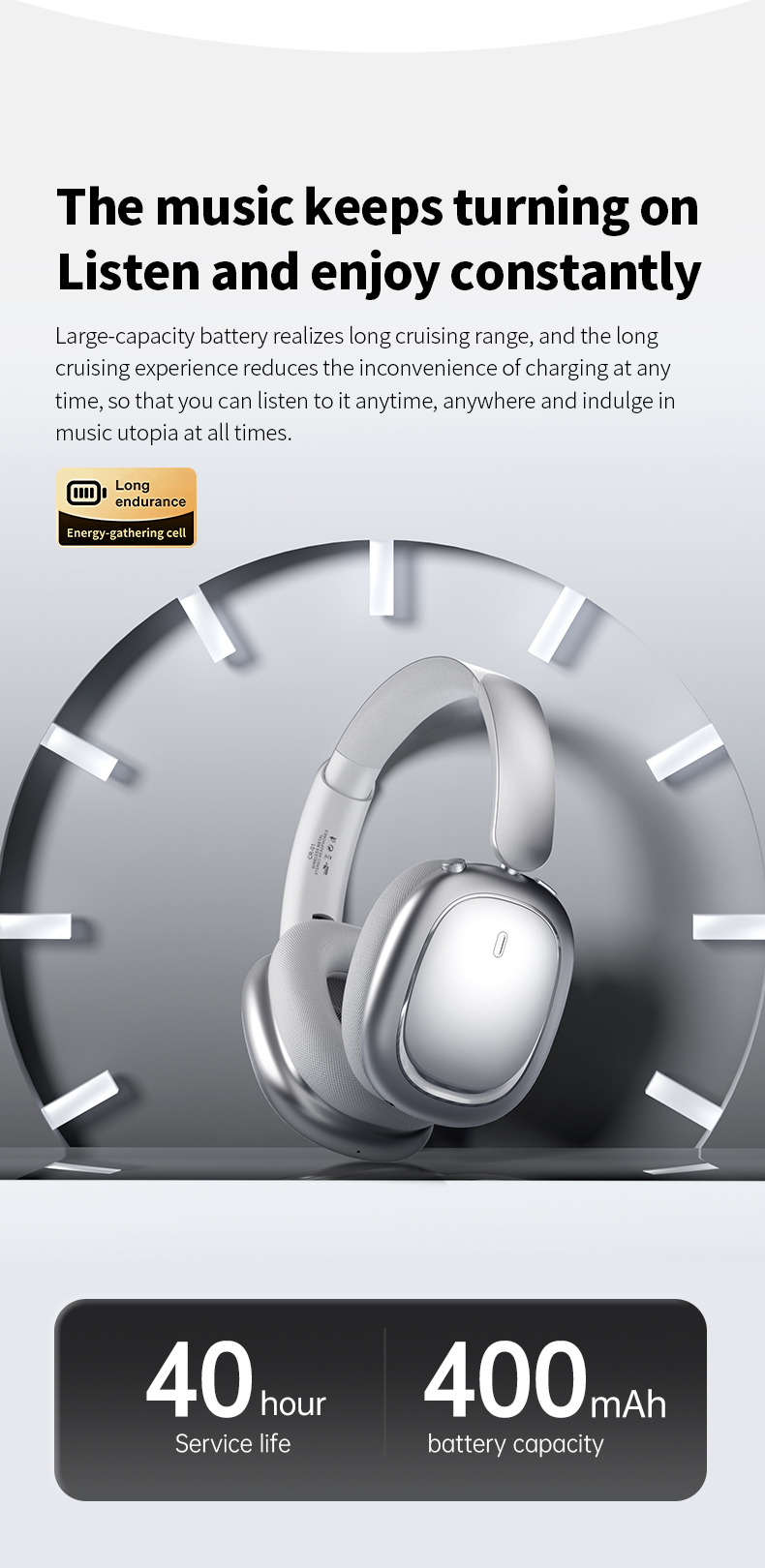 CR-01 Wireless Bluetooth Headphones HiFi Audio ANC 40mm Drivers
