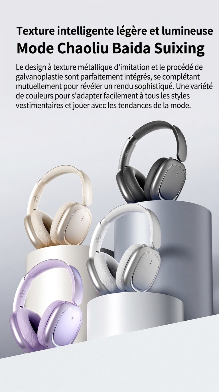 Écouteurs sans fil Bluetooth CR-01, audio HiFi, réduction de bruit active, haut-parleurs de 40 mm
