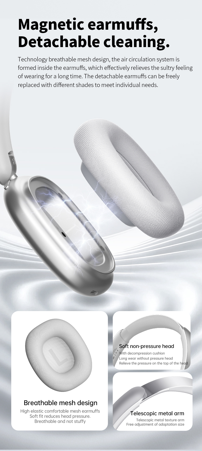 CR-01 Wireless Bluetooth Headphones HiFi Audio ANC 40mm Drivers