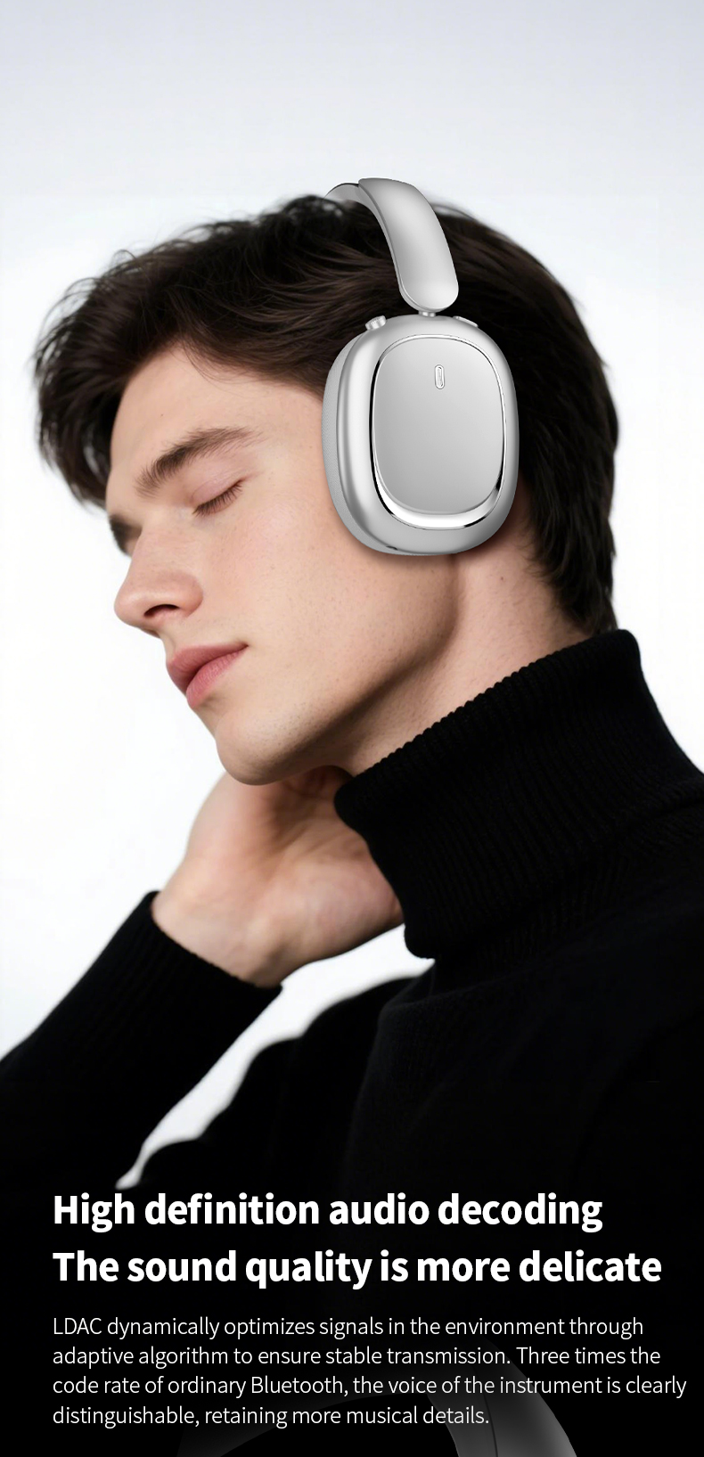 CR-01 Wireless Bluetooth Headphones HiFi Audio ANC 40mm Drivers
