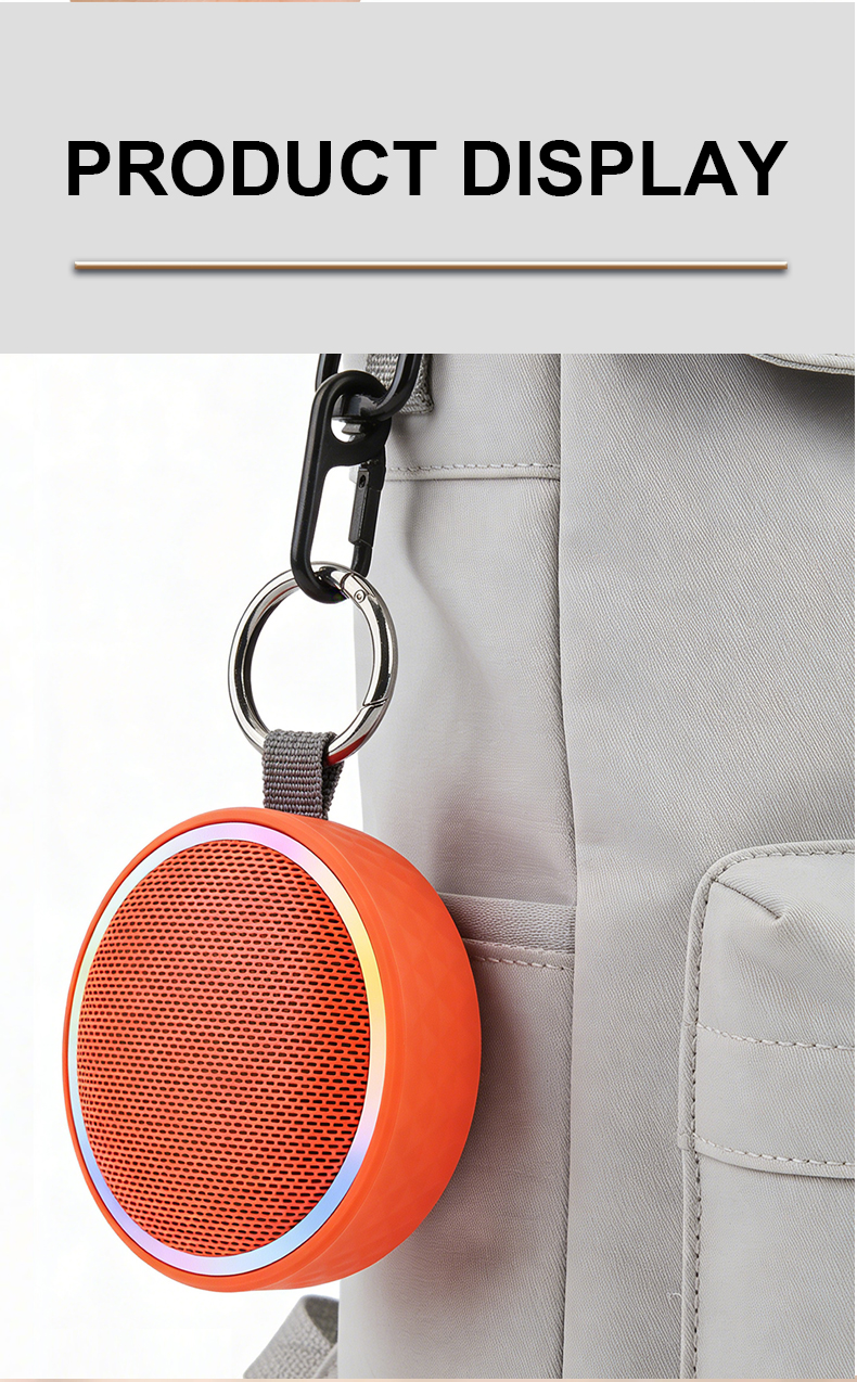 Waterproof Portable Bluetooth Speaker with RGB Lights & Clip