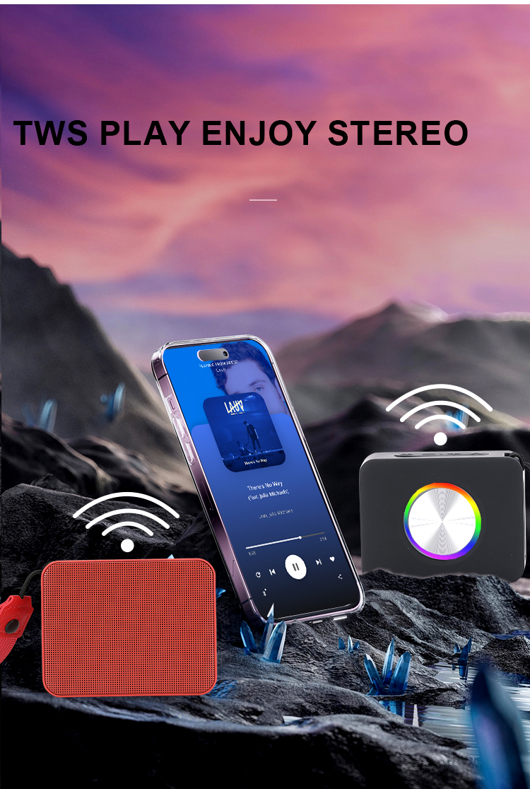 Portable Bluetooth Speaker with RGB Light & IPX5 Waterproof