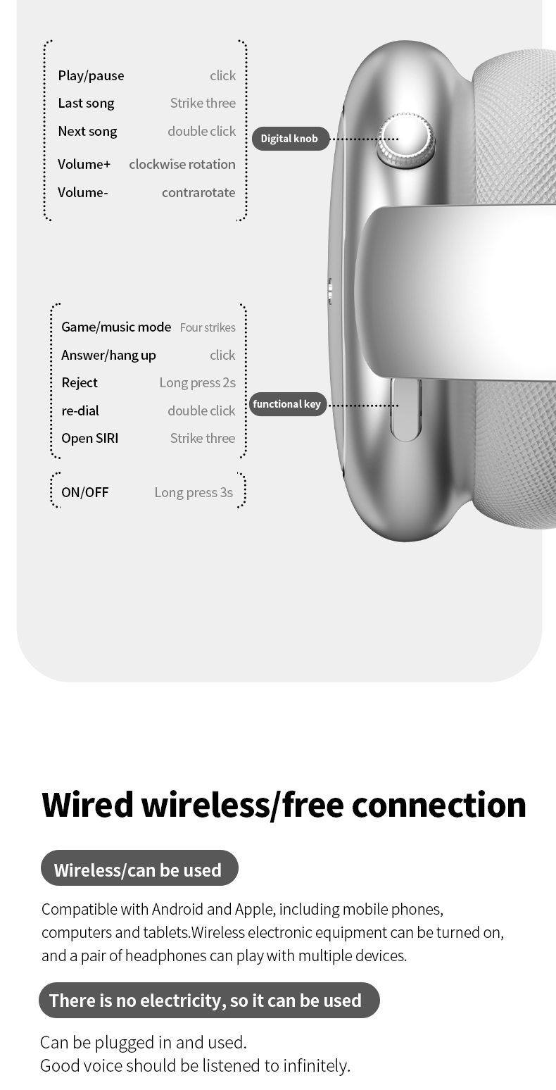 CR-01 Wireless Bluetooth Headphones HiFi Audio ANC 40mm Drivers