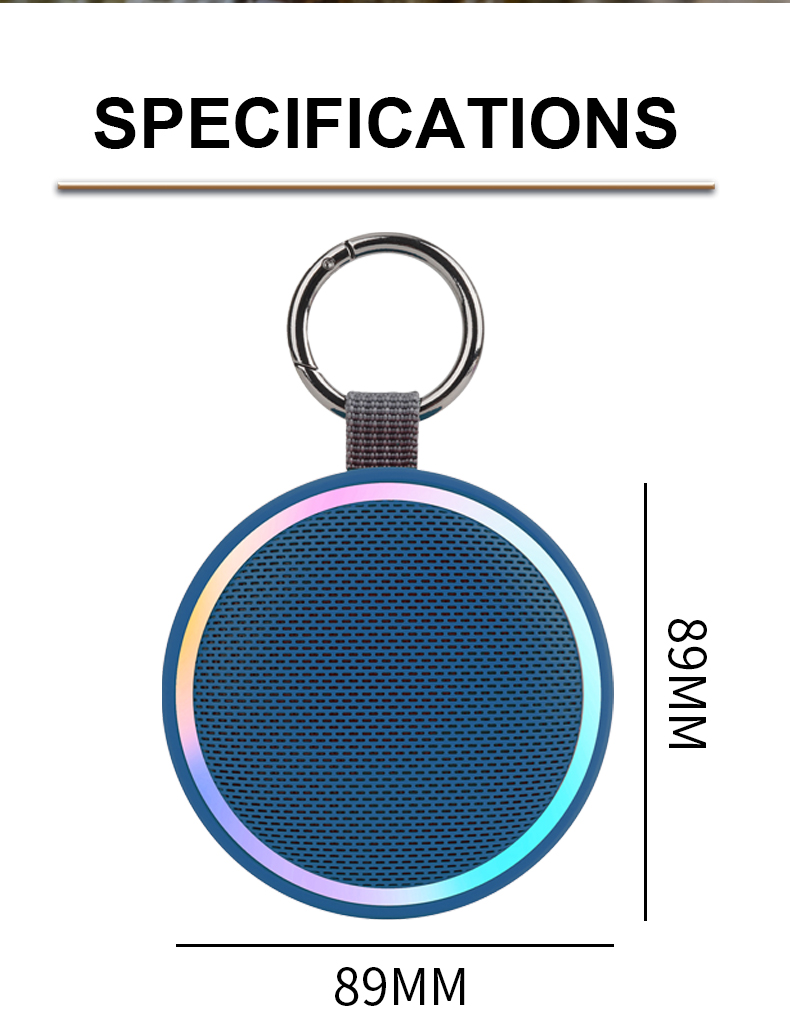 Waterproof Portable Bluetooth Speaker with RGB Lights & Clip