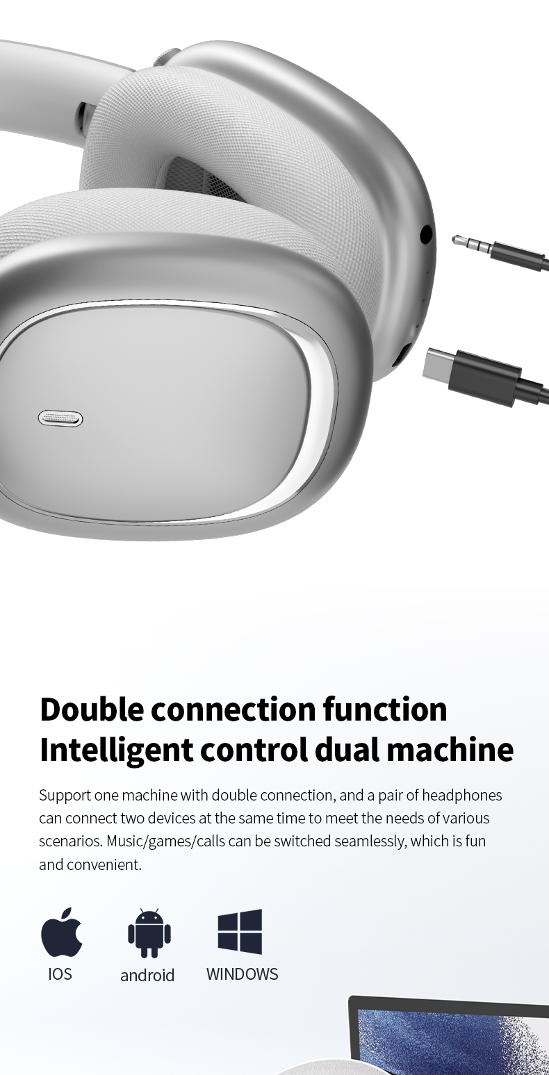 CR-01 Wireless Bluetooth Headphones HiFi Audio ANC 40mm Drivers