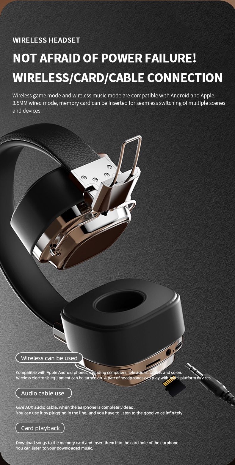 Retro Wireless Headphones with 40mm Drivers & BT 5.3