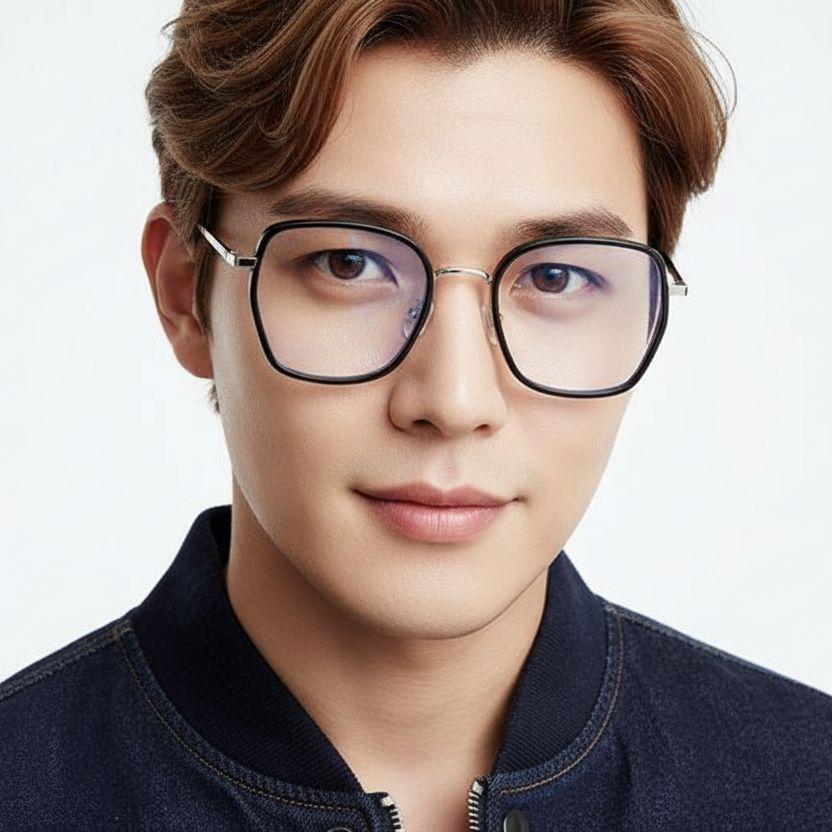 BS0406-0160_Black_Geometric_Metal_Glasses_model