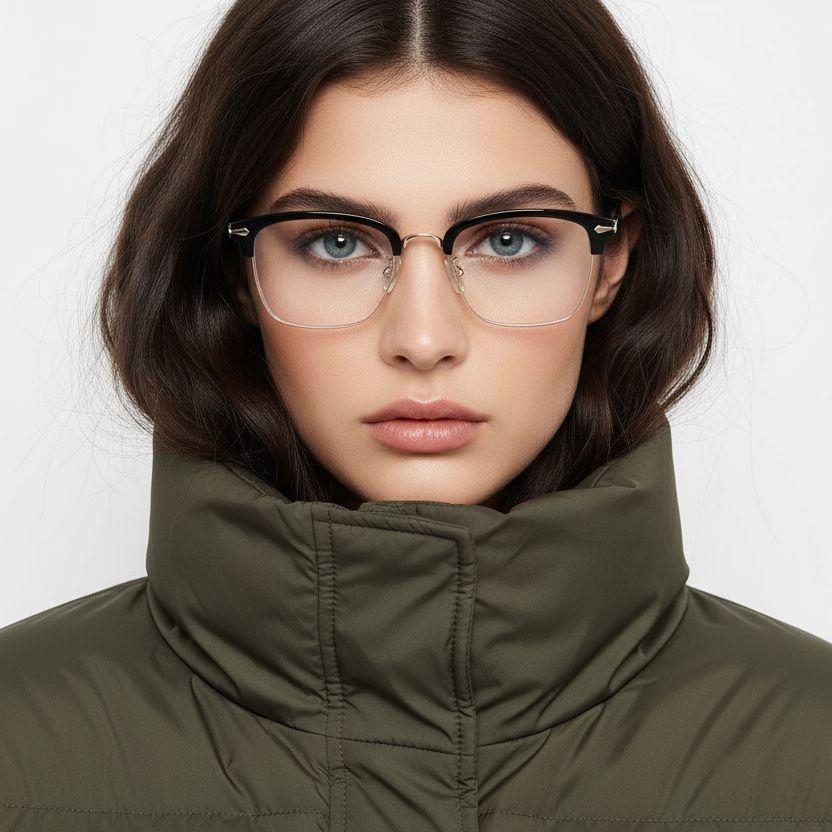 Semi-rimless Golden TR90 Glasses #BS0406-0599