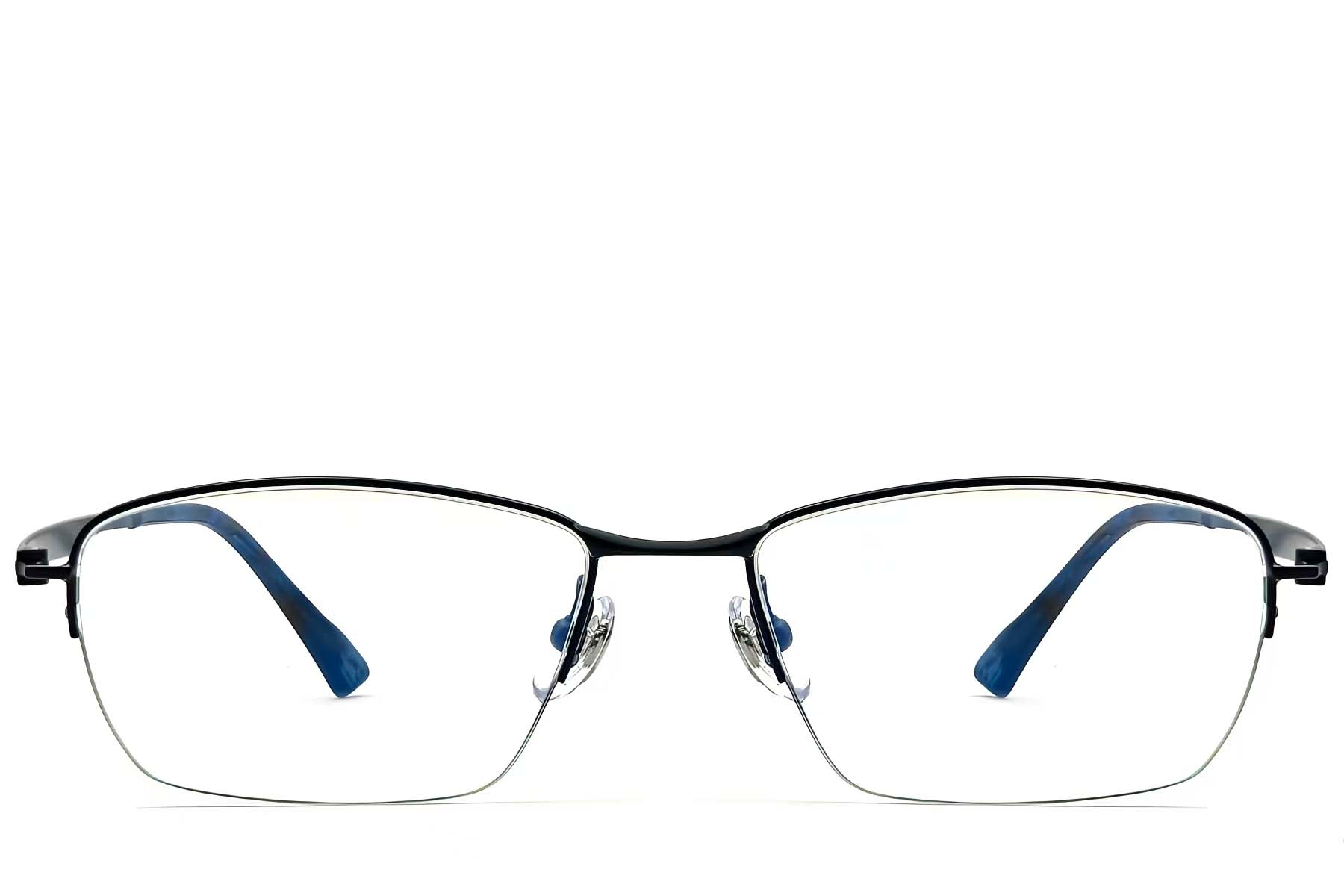 BS2419-0024_Black_Semi-rimless_Titanium_Glasses_front