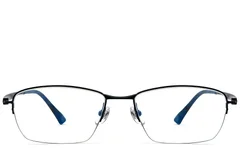 BS2419-0024_Black_Semi-rimless_Titanium_Glasses_front
