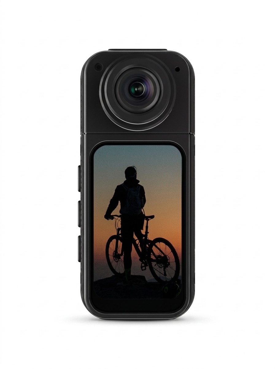 Mini 2.7K Action Camera with 180° Rotating Lens, Ultra-Light 35g, WiFi App Control, 60-Minute Battery Life