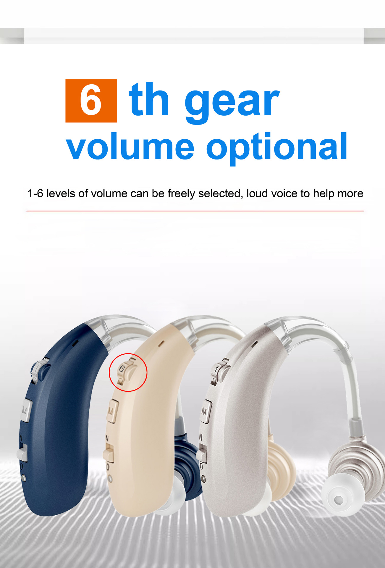 A-360B Blue Bluetooth Hearing Aid with 50H Battery & 3 Noise Modes - 6 Volume Levels #26240008