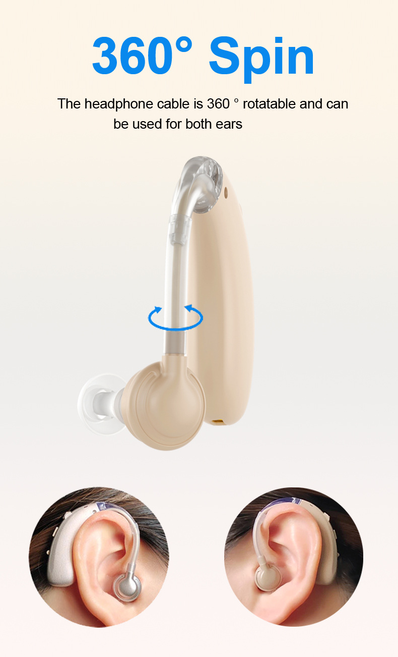 A-360B Blue Bluetooth Hearing Aid with 50H Battery & 3 Noise Modes - 6 Volume Levels #26240008