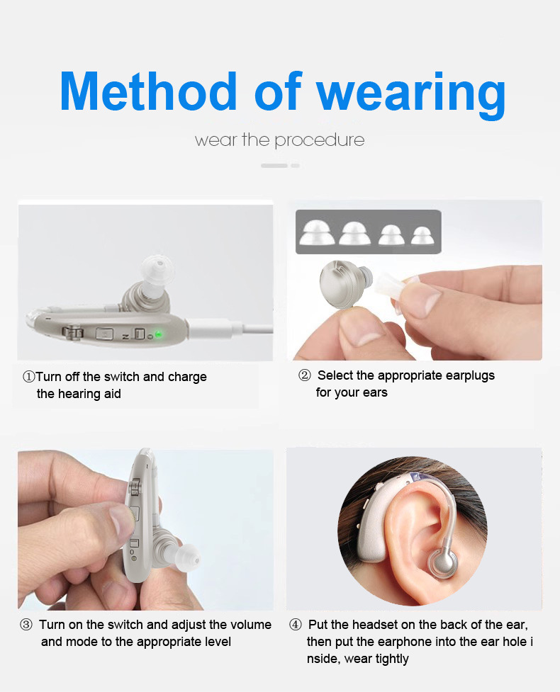A-360B Silver Bluetooth Hearing Aid with 50H Battery & 3 Noise Modes - 6 Volume Levels #26240010
