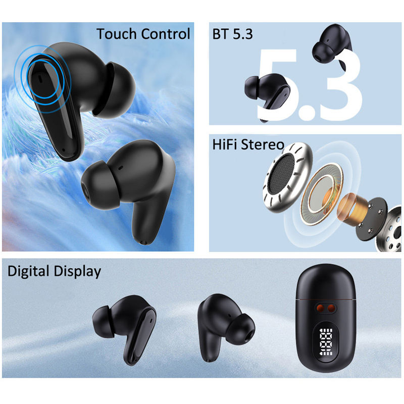 A-383 Pair Black Easy Touch Hearing Aid LED Battery Display Rechargeable #26240014