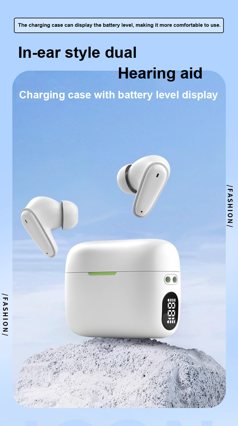 A-383 Pair White Easy Touch Hearing Aid LED Battery Display Rechargeable #26240013