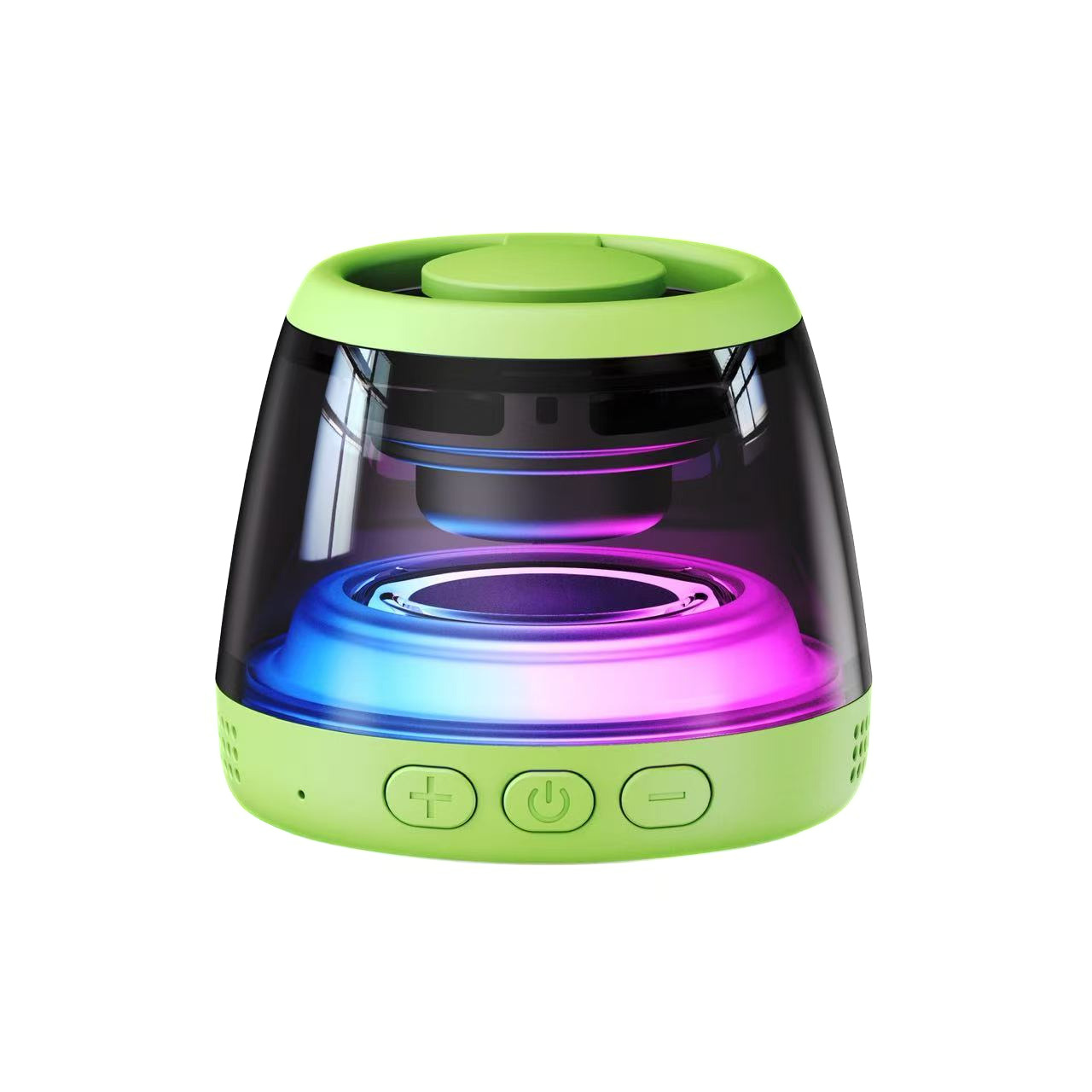 Altavoz portátil Bluetooth 5.4 RGB con base magnética, audio de 360°, iluminación dinámica, 8 horas de reproducción y soporte inalámbrico duradero.