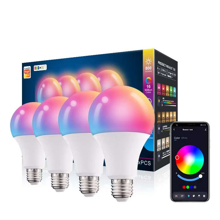 Bombilla LED inteligente Tuya RGB+CCT regulable E27 A60 con control por voz