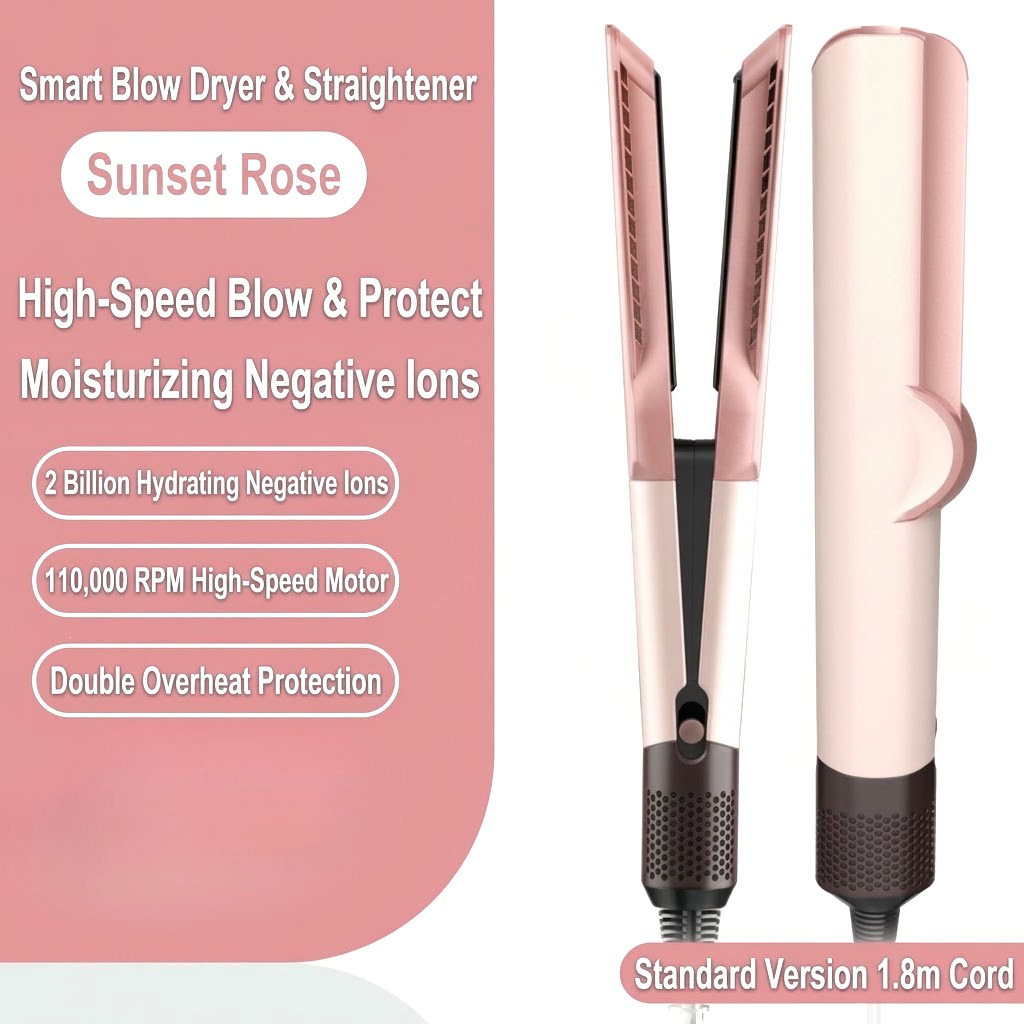 2-in-1 Ionic Hair Dryer and Straightener with Intelligent Temp Control