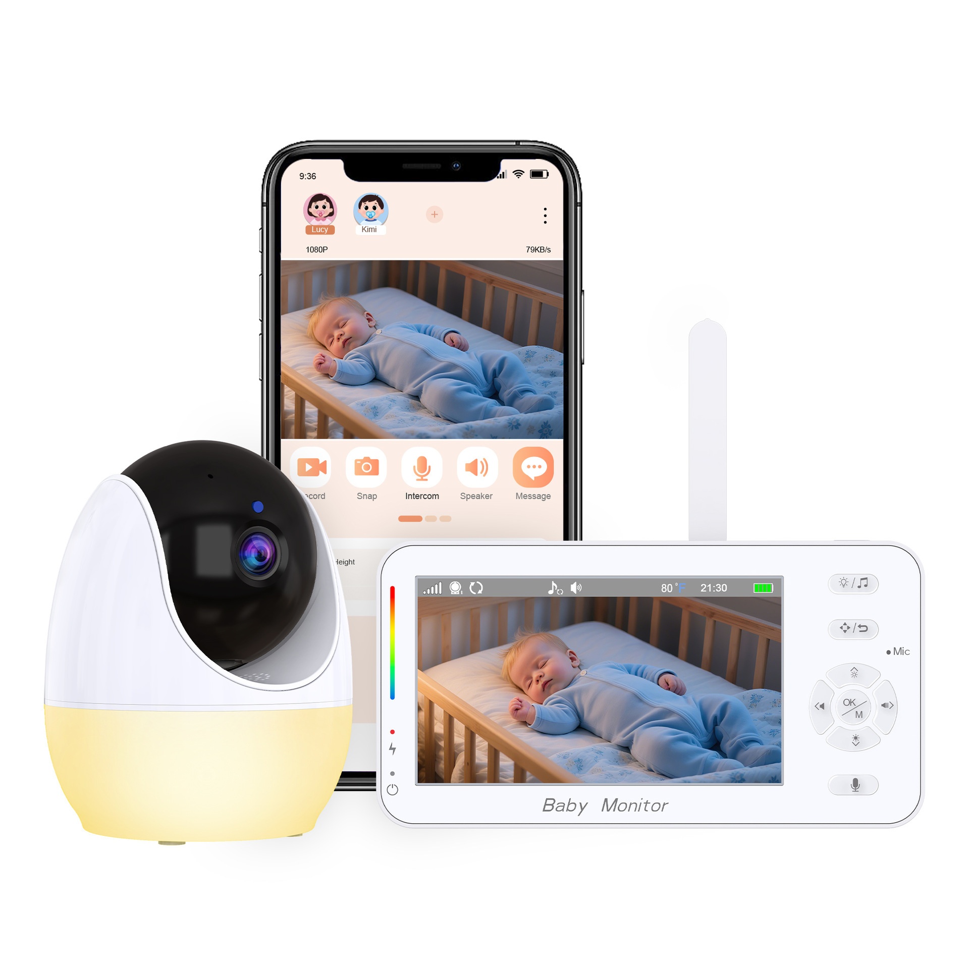 4.3'' WiFi Baby Monitor with APP Control - Motion Tracking #19250004
