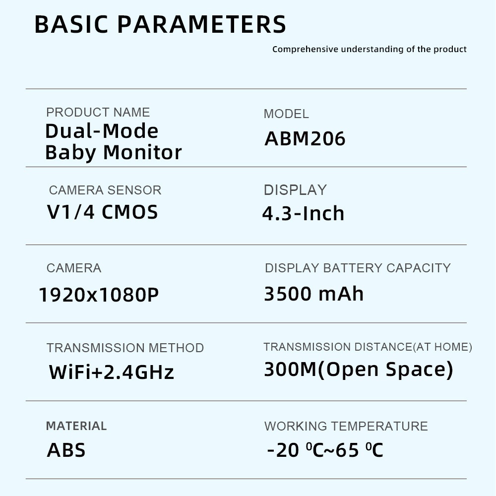4.3'' WiFi Baby Monitor with APP Control - Motion Tracking #19250004