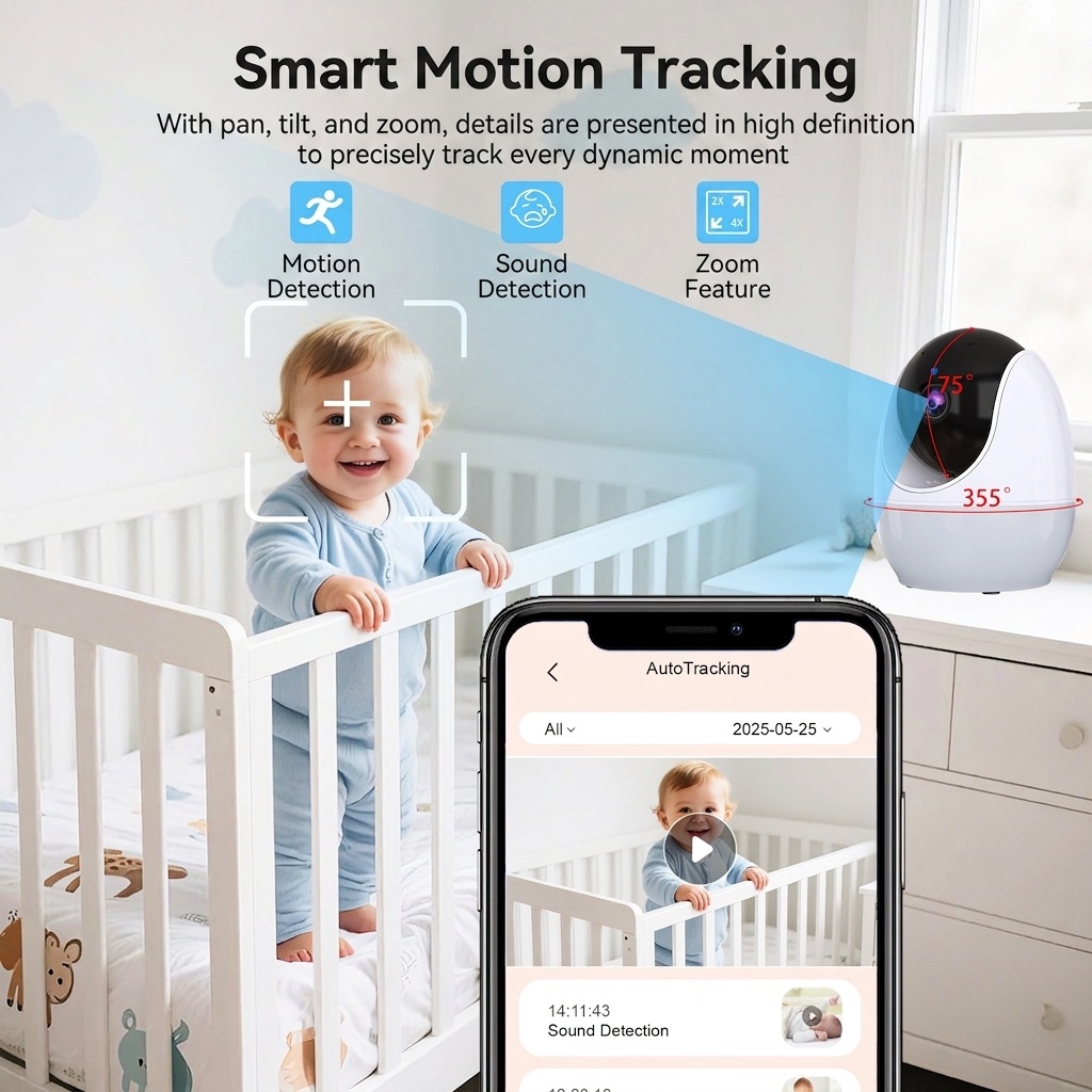 4.3'' WiFi Baby Monitor with APP Control - Motion Tracking #19250004