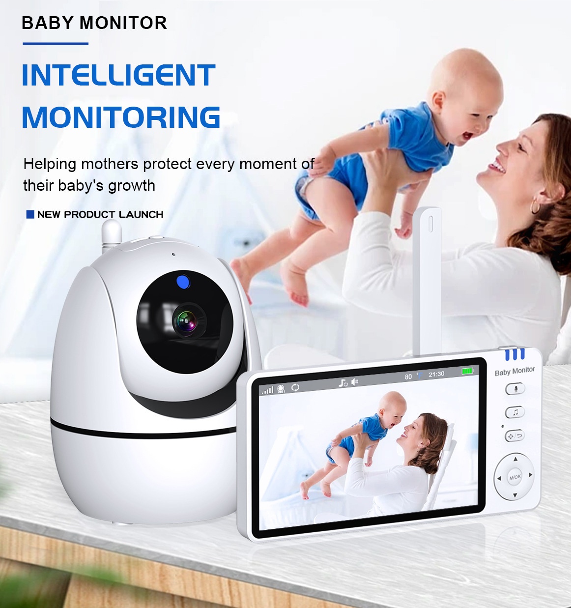 5'' Baby Monitor 3500mAh Digital with Temperature Display #19250005