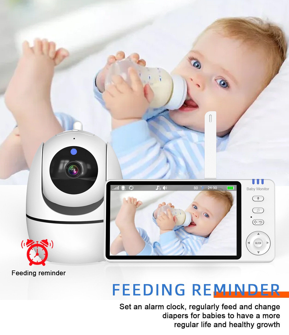 5'' Baby Monitor 3500mAh Digital with Temperature Display #19250005